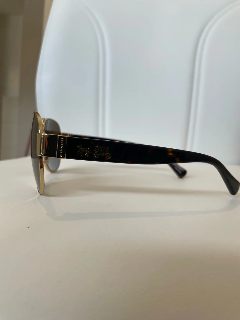 Coach Black and Gold Aviator Sunglasses